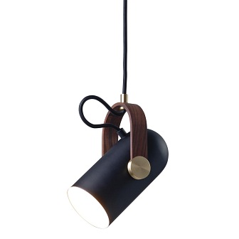 Lampa wisząca spot czarna drewno Carronade